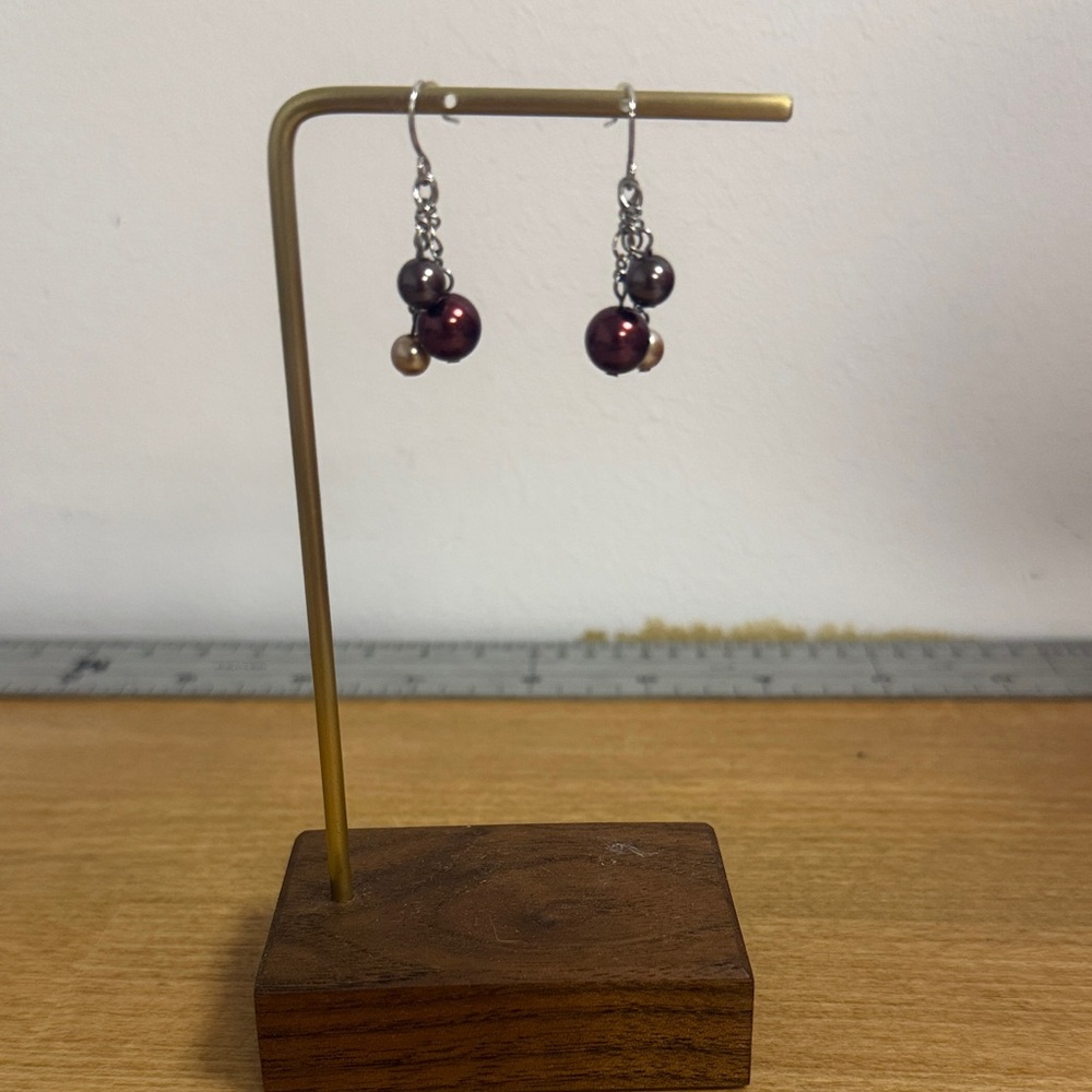 Metallic plastic ball cluster dangle drop dainty earrings